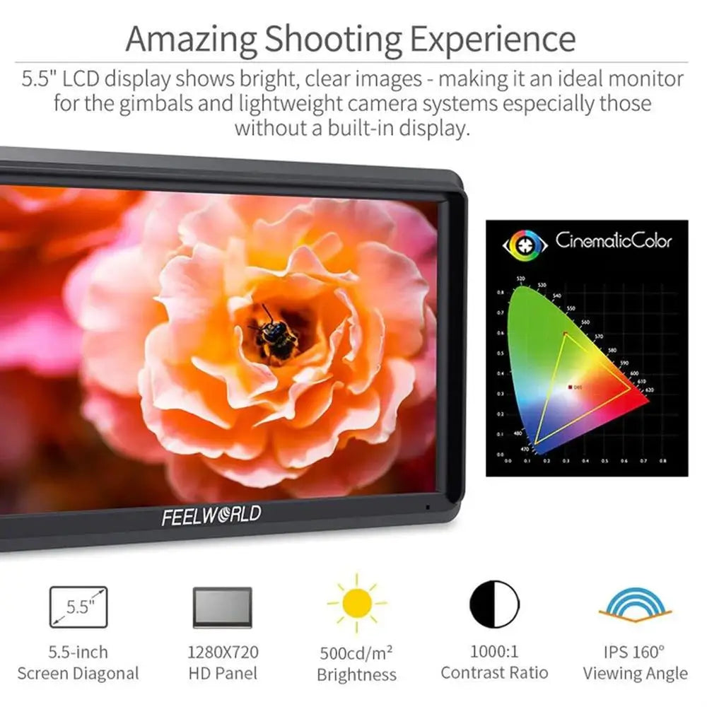 5.5 Inch DSLR Camera Field Monitor 1280x720 HD