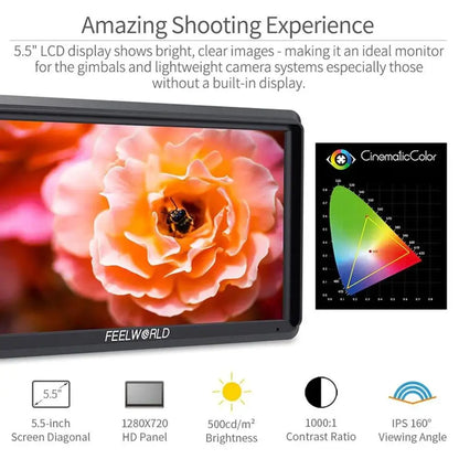 5.5 Inch DSLR Camera Field Monitor 1280x720 HD