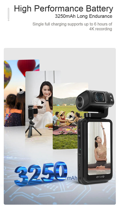 Compact 5K Travel Camera with Remote and Big Screen Display