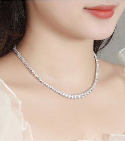 Sparkling Full Moissanite Necklace 17in Sterling Silver