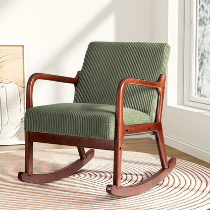Modern Rocking Armchair with Corduroy Upholstery