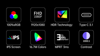 18.5" Portable Monitor with 100Hz HDR IPS Display