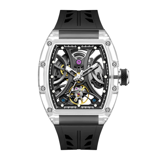 Automatic Mechanical Watch Black Silicone Strap Waterproof