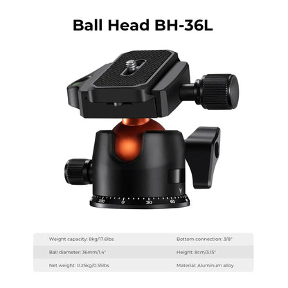 Voyager 64” Carbon Fiber Travel Tripod with 36mm Ball Head