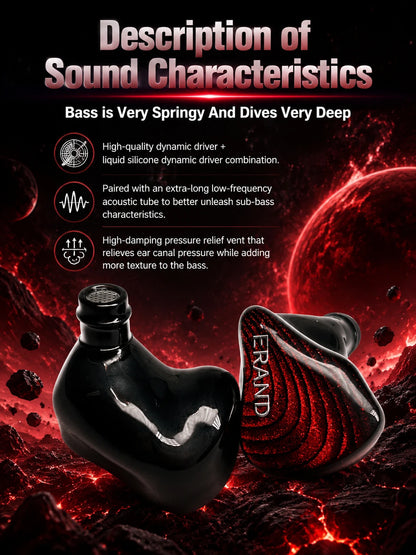 5-Way Hybrid HiFi IEM Earphones 2DD 2BA 1MP Red