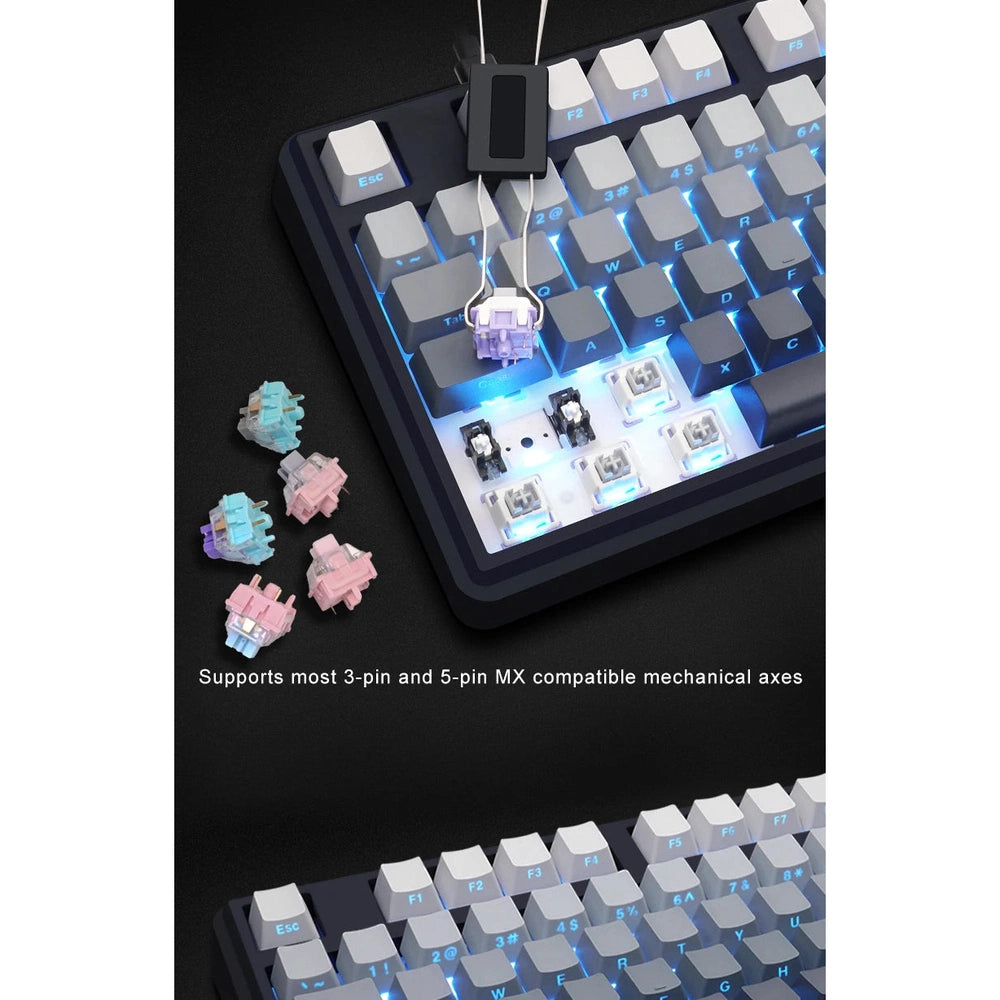 Wireless Mechanical Keyboard - Full-Size, 3-Mode, 2.0 Screen, 3 Knobs, Hot-Swappable Switches, PBT Keycaps (Rose Pink - No.3 Phil-Cherry)