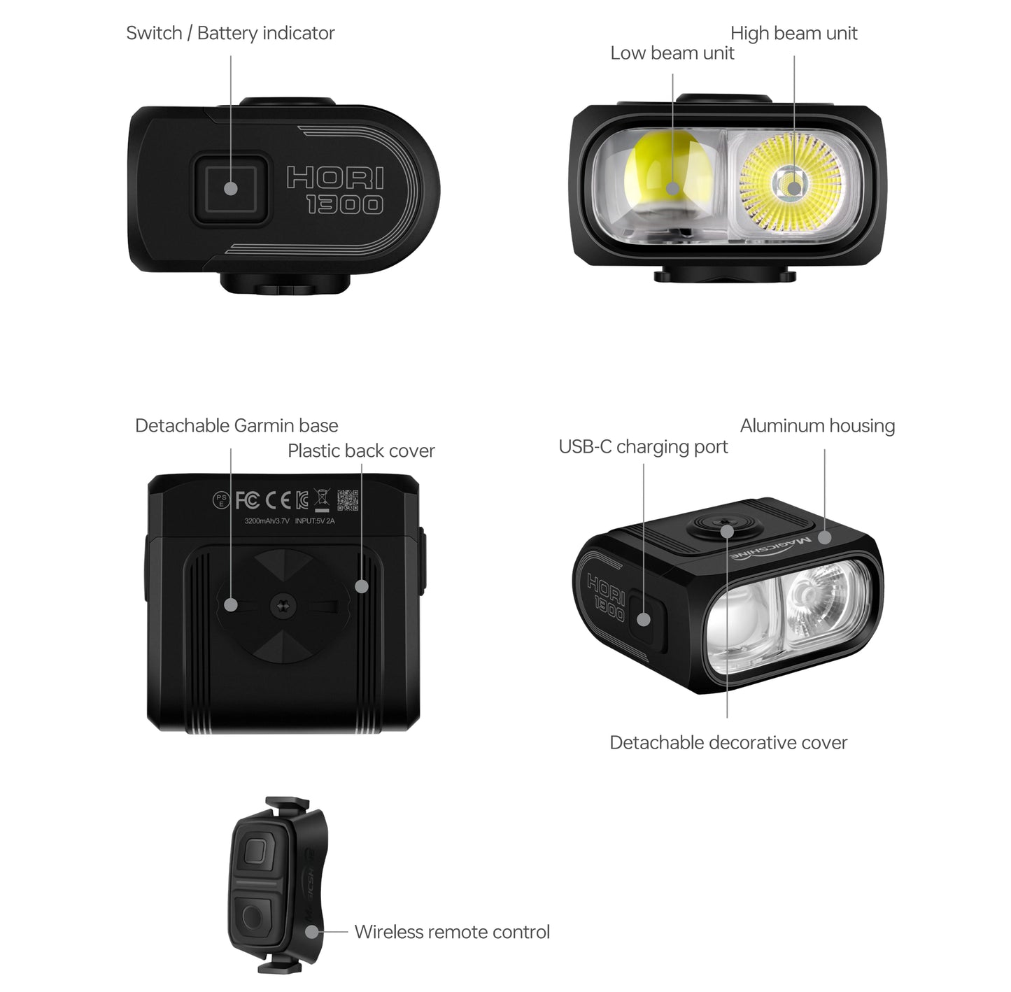 Dual Mounted Bike Light 1300LM with Cut Off Beam