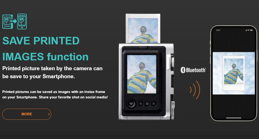 Instant Camera Set Brown with 20 Printable Photos