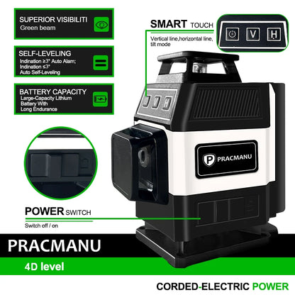 Mini 16-Line 4D Green Laser Level Self-Levelling Horizontal Vertical