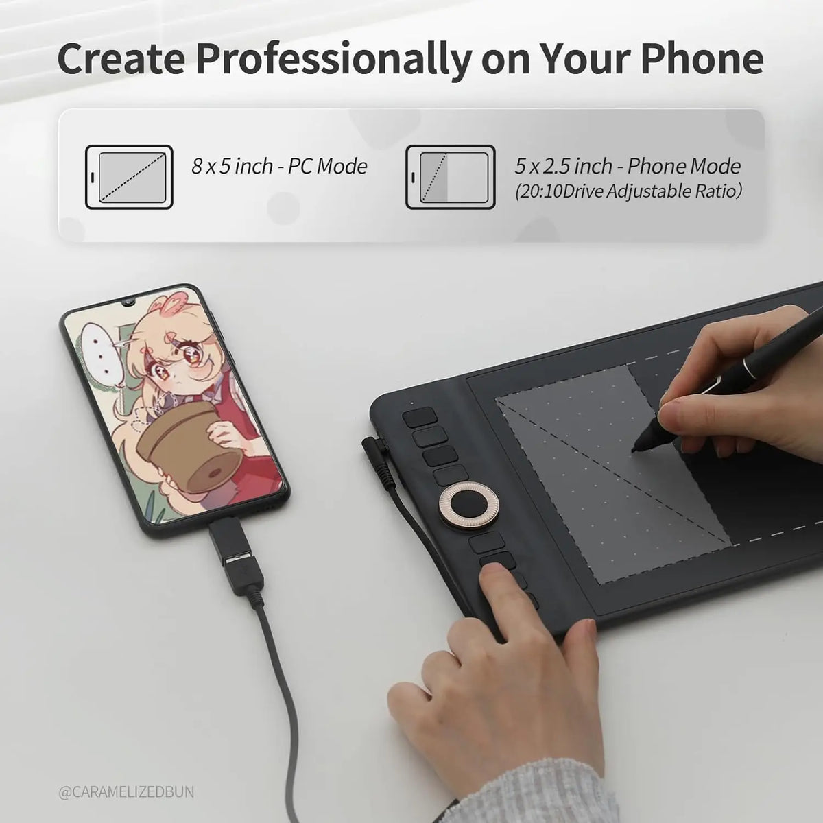 Bluetooth Graphics Tablet 16K Pressure Levels Android Compatible
