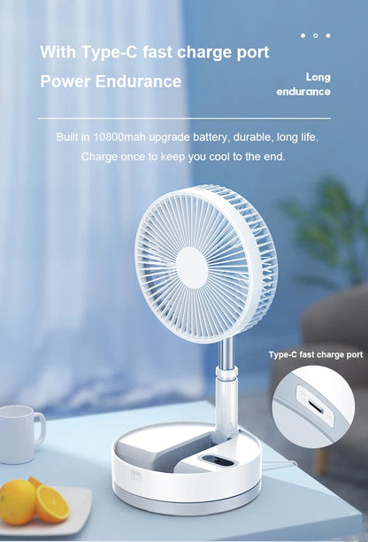 Portable Folding Fan Rechargeable with Carry Bag and Remote