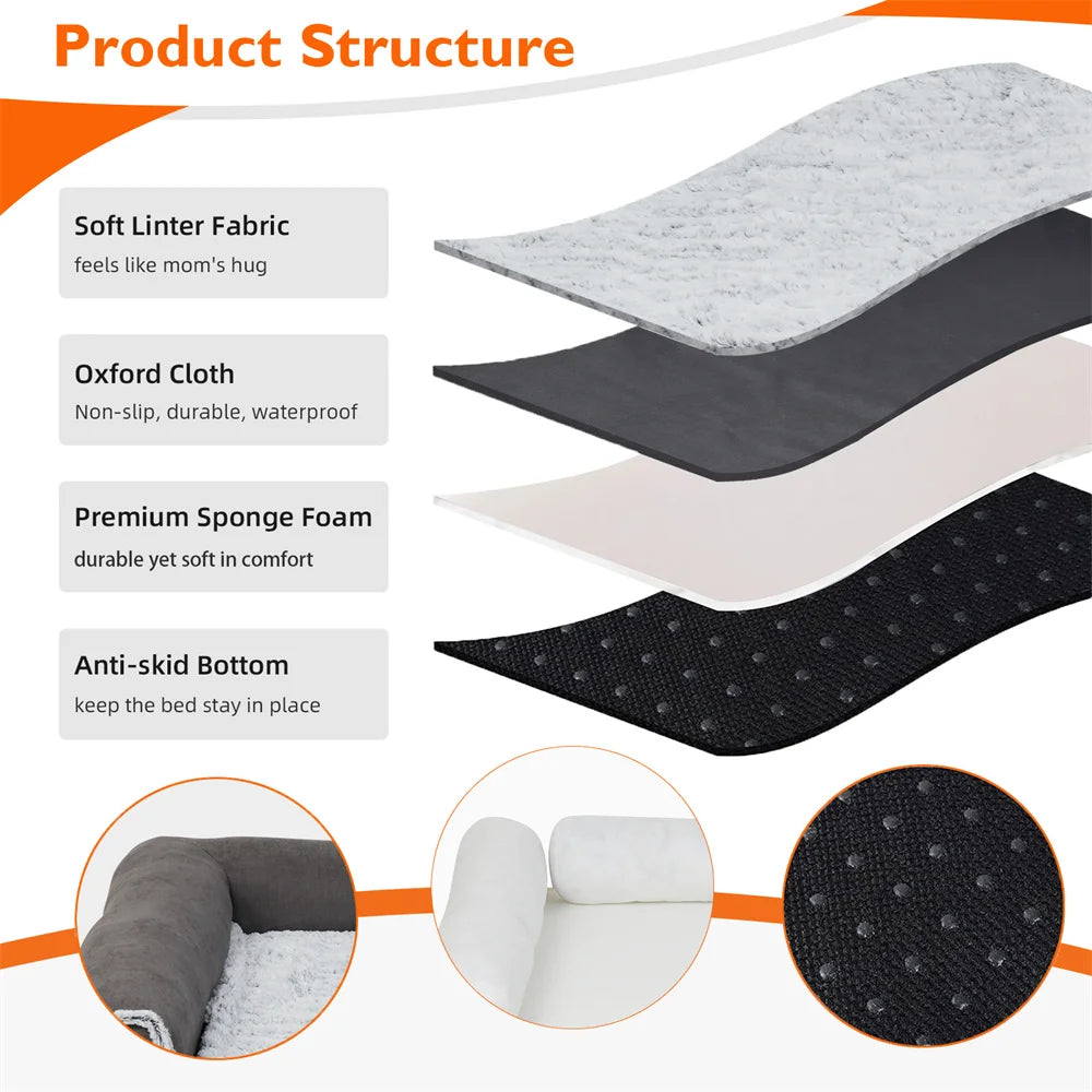 XXL Orthopedic Dog Sofa Bed with Headrest