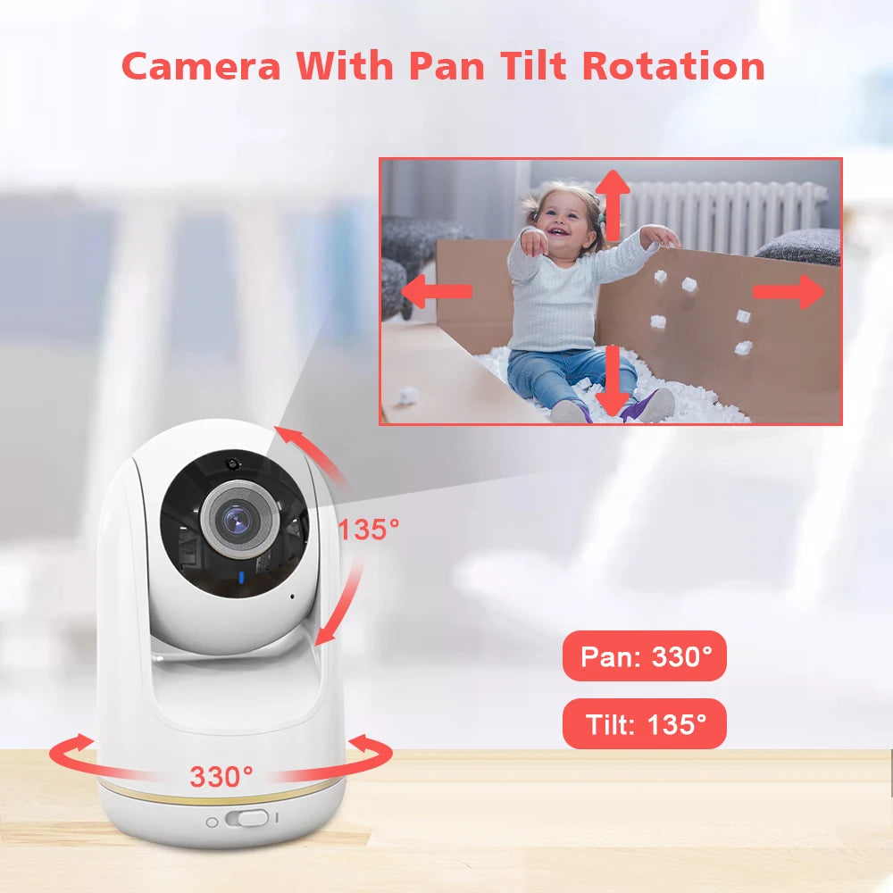 5 Inch Baby Monitor Camera 2-Way Audio 3X Zoom