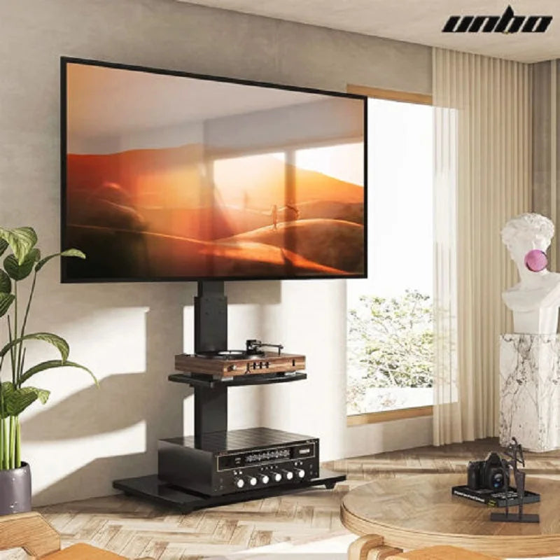 Adjustable Floor TV Stand with Swivel Mount and Cable Management
