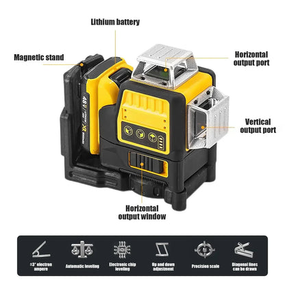 12-Line 360 Green Laser Level Self-Levelling Tool 12V