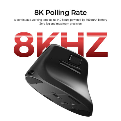Rechargeable Ergonomic Wireless Mouse with 8K Polling Rate
