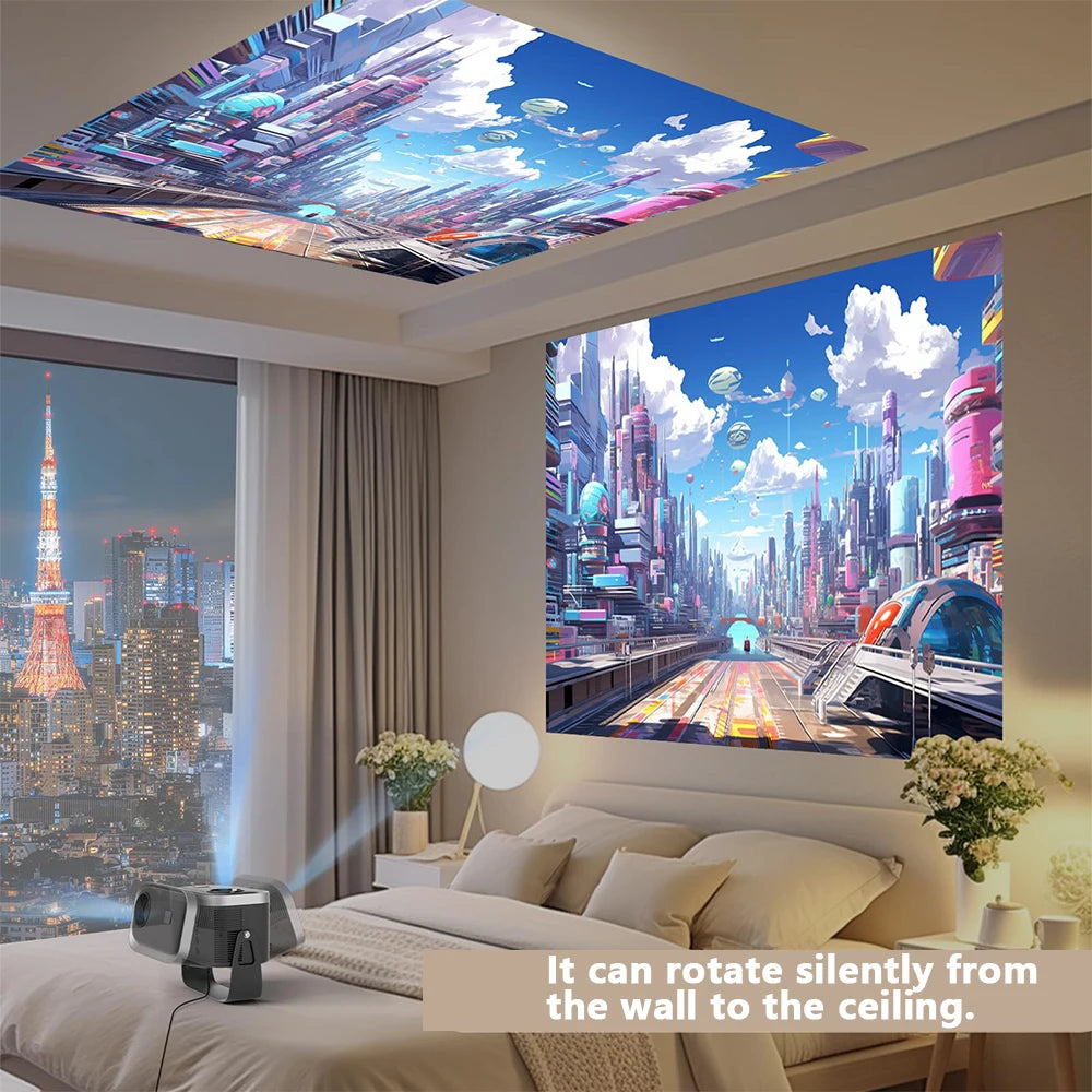 Portable 4K Projector WiFi 6 Bluetooth Auto Keystone