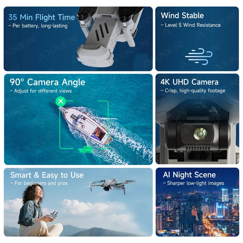 4K Camera Drone 64GB Storage 35min Flight GPS