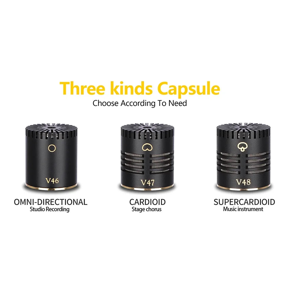Wired Condenser Microphone Set 1 Mic 3 Capsule Recording Kit