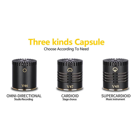 Wired Condenser Microphone Set 1 Mic 3 Capsule Recording Kit