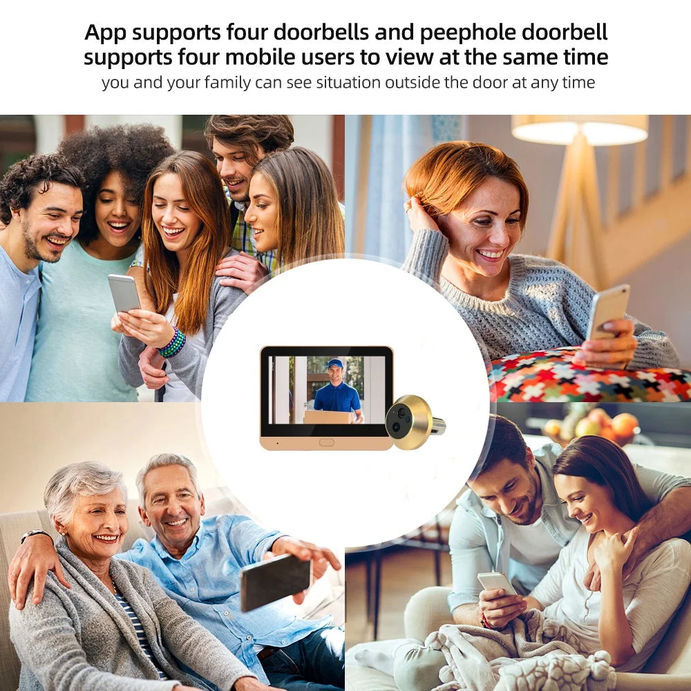 Smart WiFi Door Peephole Camera 1080p Digital Door Viewer