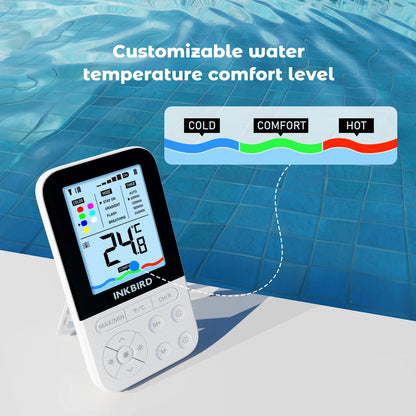 Solar Wireless Pool Thermometer with Indoor Remote 7-Color Light
