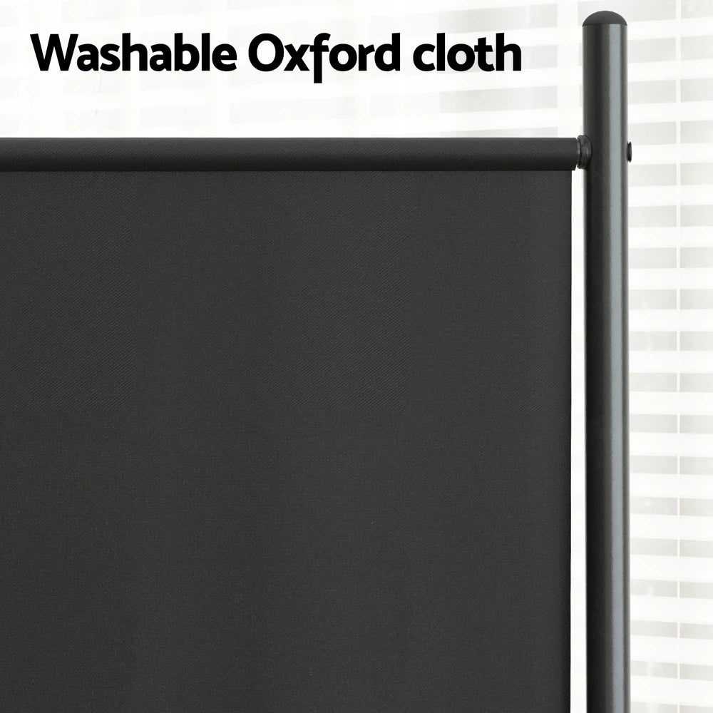 Portable Fabric Room Partition Screen 6 Panels Black