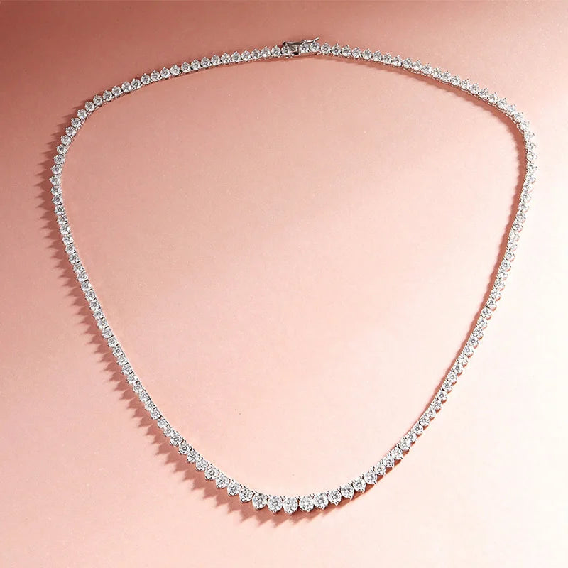 38cm Sterling Silver Moissanite Tennis Necklace for Women