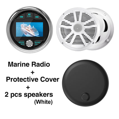 White 50RV Marine FM/AM Radio Bluetooth Stereo MP5 Player