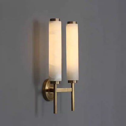 2 Piece Gold Marble Warm LED Wall Sconce 3000K