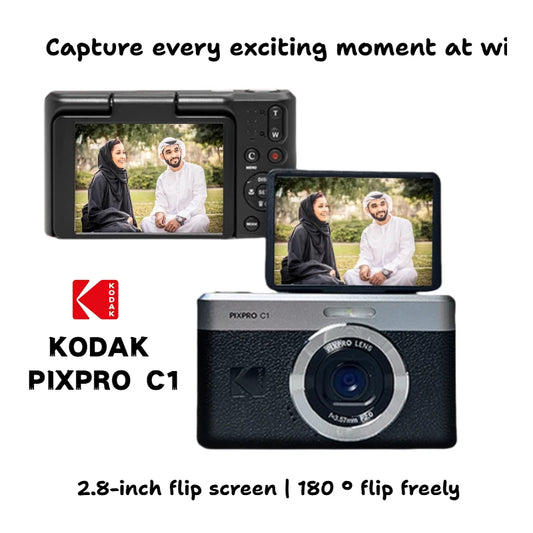 KODAK PIXPRO C1 Compact 13MP Black Camera with Flip LCD