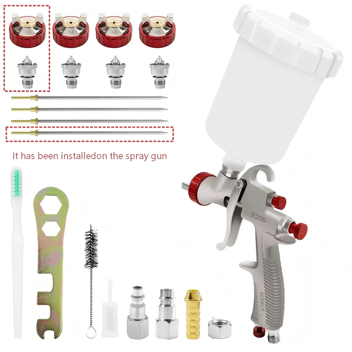LVLP R500 Automotive Paint Spray Gun Kit 1.3-2.0mm