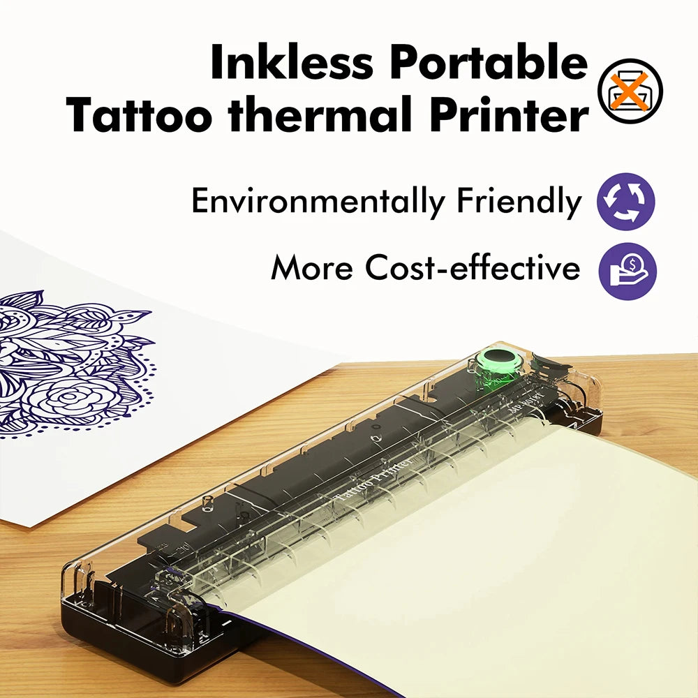 Wireless A4 Tattoo and Document Printer with 50 Papers