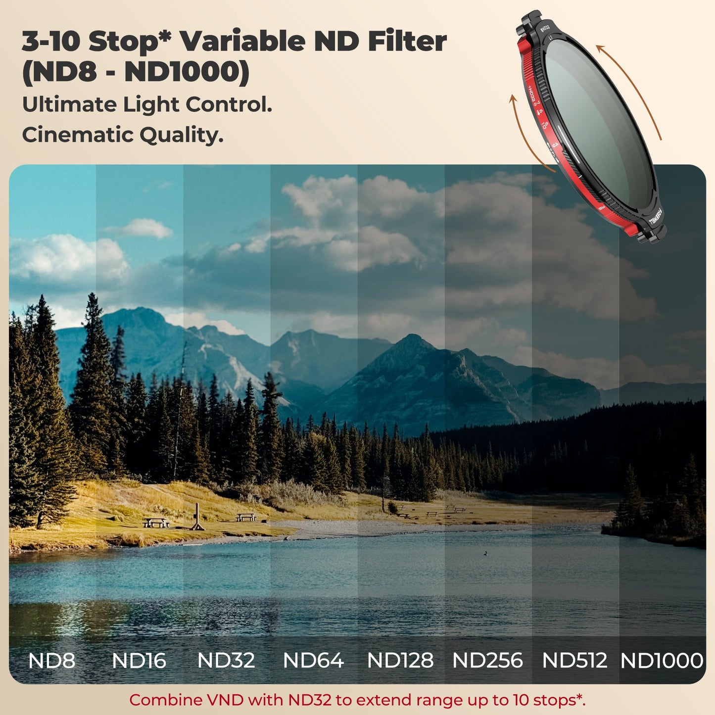 82mm Hybrid VND CPL Camera Filter Kit 3-10 Stop ND32