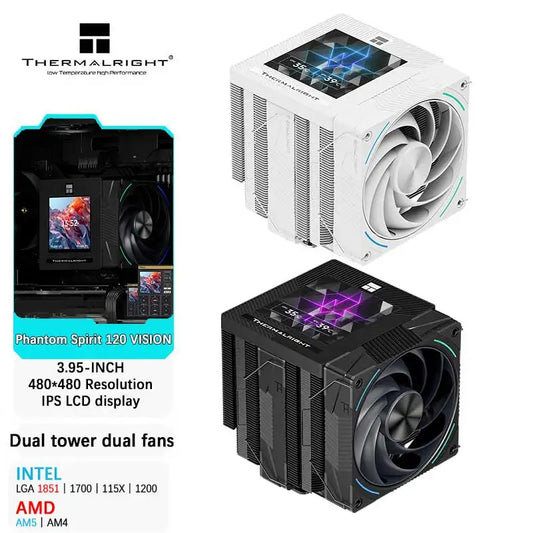 High Performance Dual Fan CPU Cooler with LCD Screen