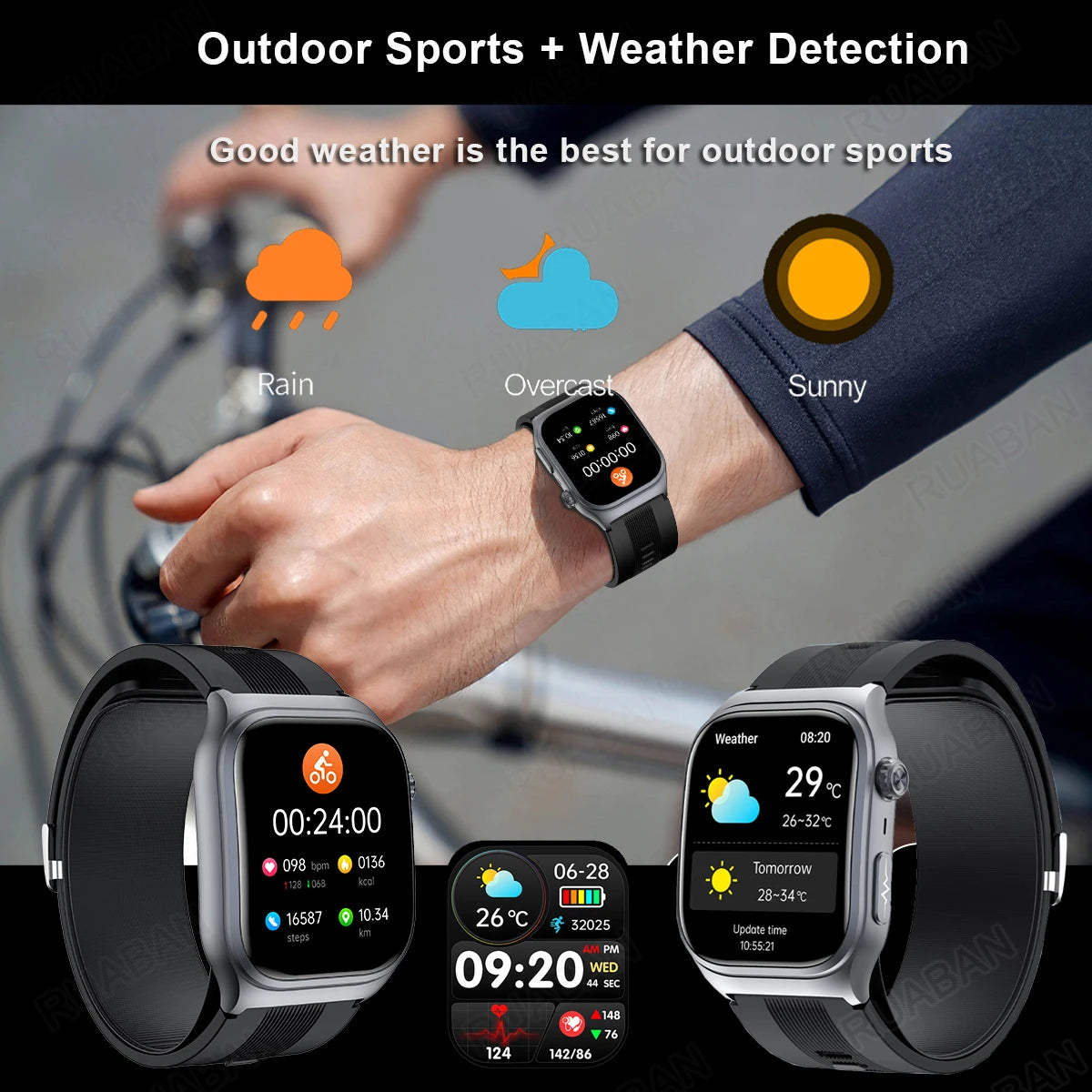 Blue Smart Watch for Bluetooth Call and Health Metrics