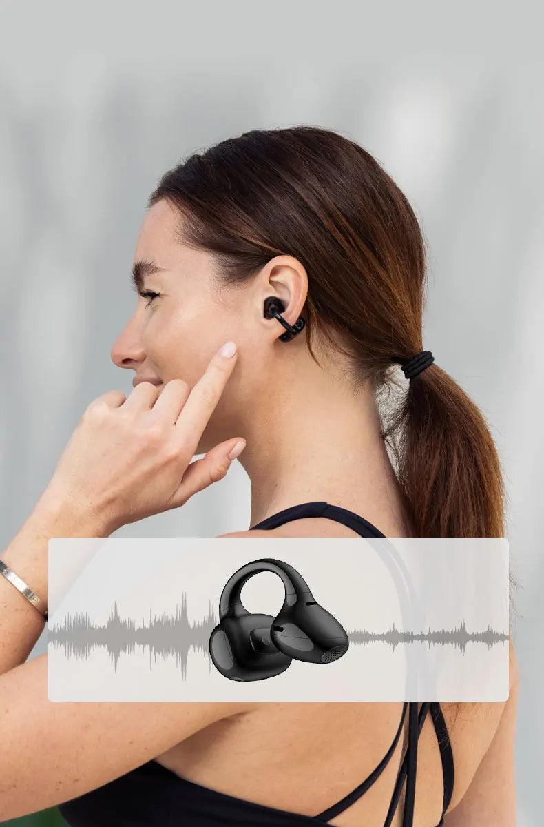 Black Open-Ear Earphones with Multipoint & Long Battery