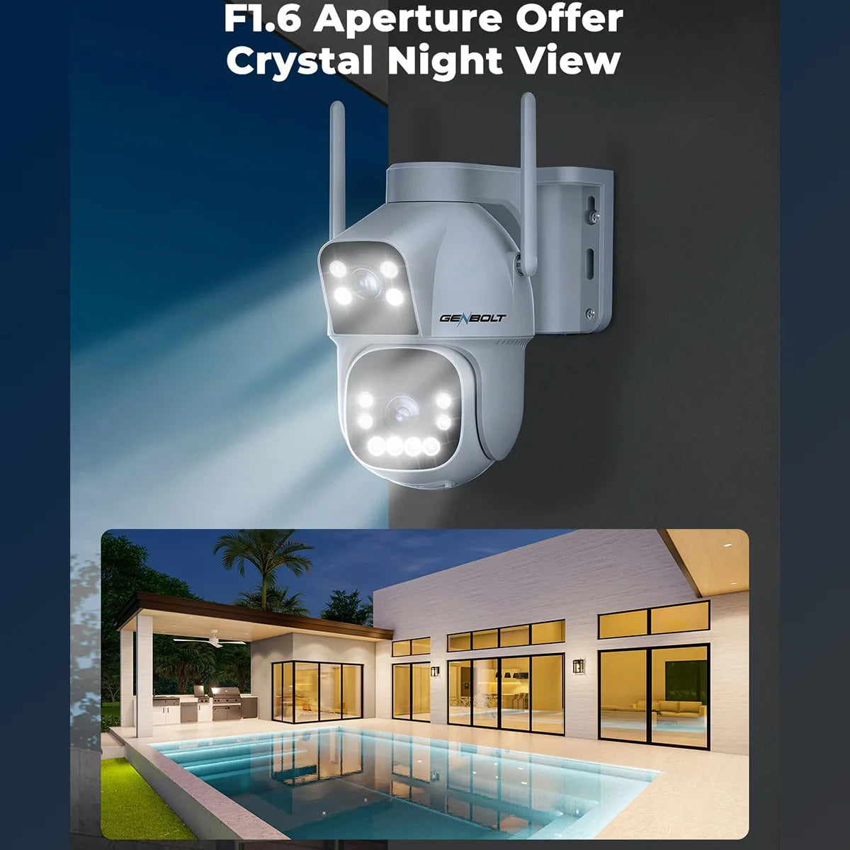 Solar WiFi Security Camera 24/7 Recording Dual Motion Detection