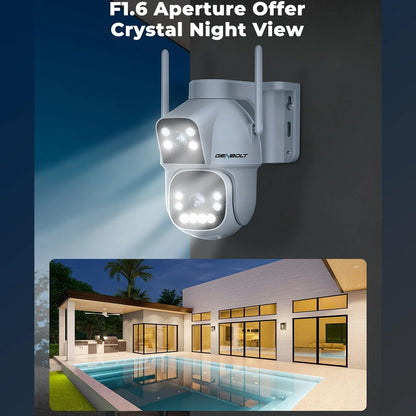 Solar WiFi Security Camera 24/7 Recording Dual Motion Detection