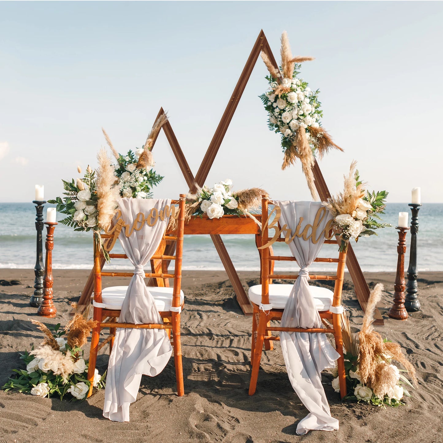 Wooden Wedding Ceremony Arch Stand 2-Piece Backdrop Frame