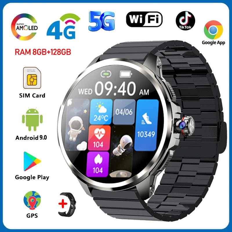 Smartwatch Steel Black 2100mAh Battery & Camera
