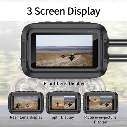Waterproof Front Rear Moto DVR Camera 128GB