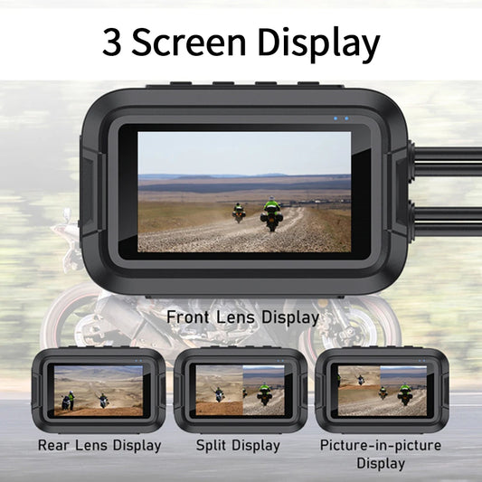 Waterproof Front Rear Moto DVR Camera 128GB