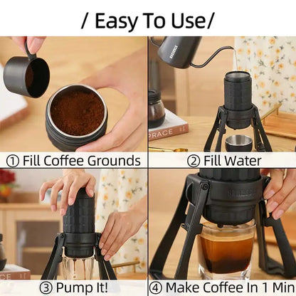 Portable Espresso Maker 180ml Quick Brew Double Shots