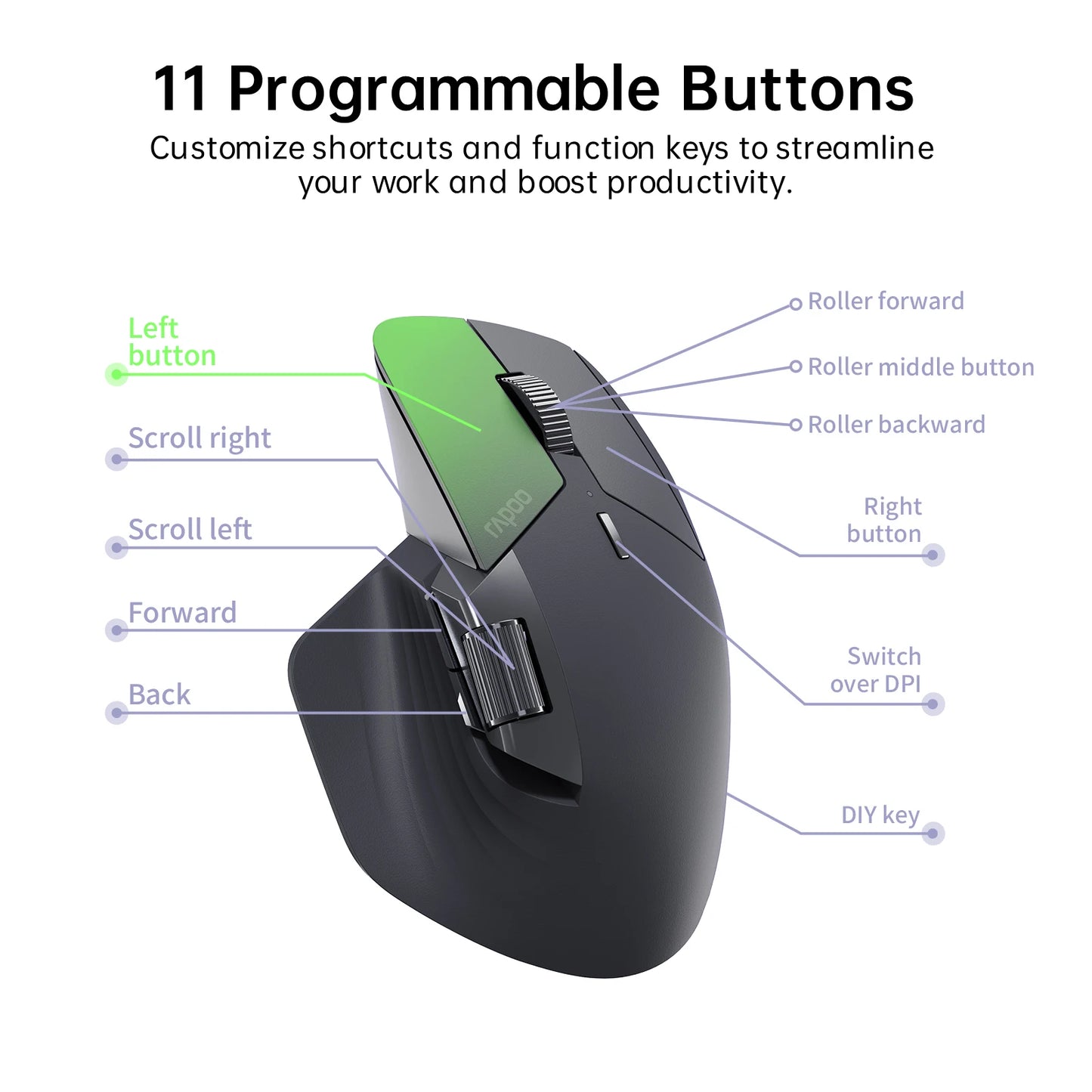 Light Gray Wireless Bluetooth Mouse 4000 DPI Ergonomic
