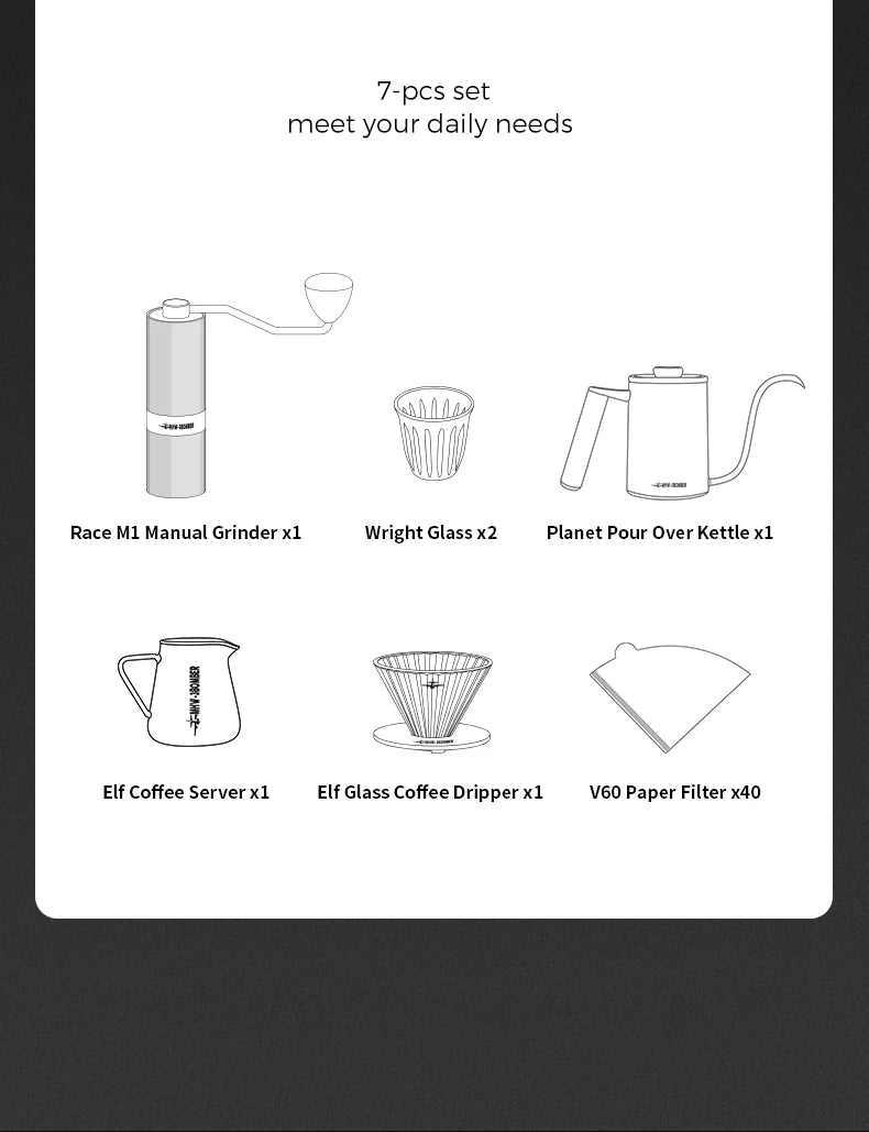 White 7-Piece Espresso & Pour Over Coffee Set