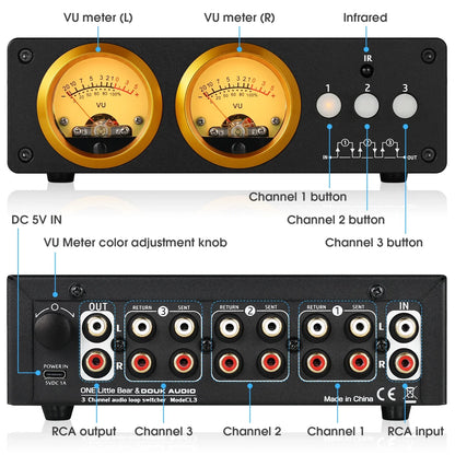 3-Channel Loop Switcher Box with Dual VU Meter