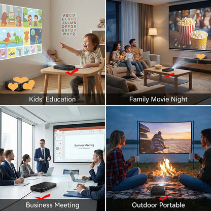 Portable 4K Mini Smart Projector Android WiFi Bluetooth
