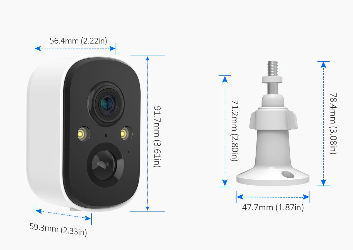 Solar Battery Security Cameras 3MP with 64GB