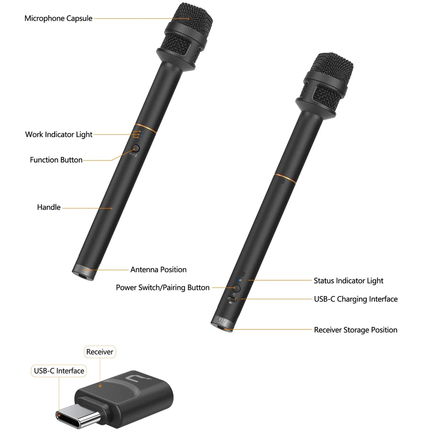 Wireless Interview Microphone with Noise Reduction for Smartphone